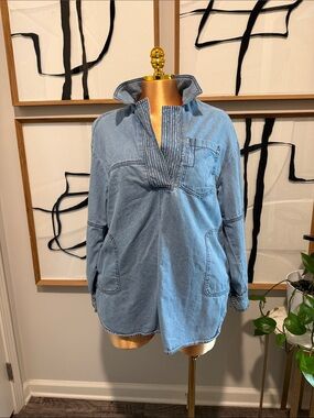 Light Blue Denim Pullover Jacket NWOT